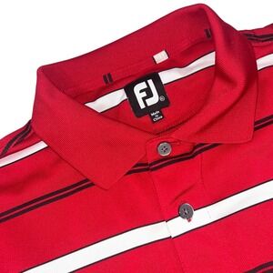 FootJoy XL Golf Polo Shirt The Palmer Course Red Black White Striped Mens